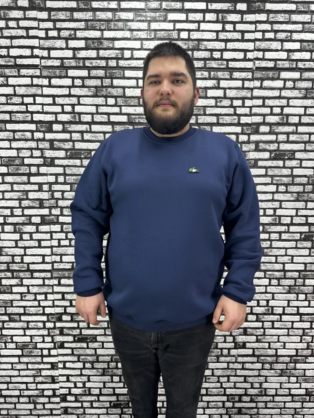 3 İplik Şardonlu Erkek Büyük Beden Yeni Sezon Sweat Dikiş Amblem 3 Renk
