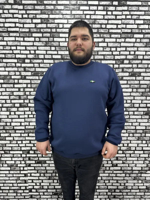 3 İplik Şardonlu Erkek Büyük Beden Yeni Sezon Sweat Dikiş Amblem 3 Renk