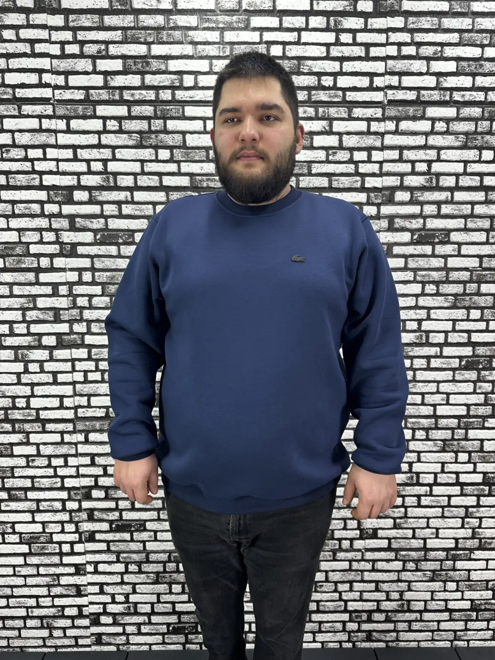 3 İplik Şardonlu Erkek Büyük Beden Yeni Sezon Sweat Dikiş Amblem 3 Renk