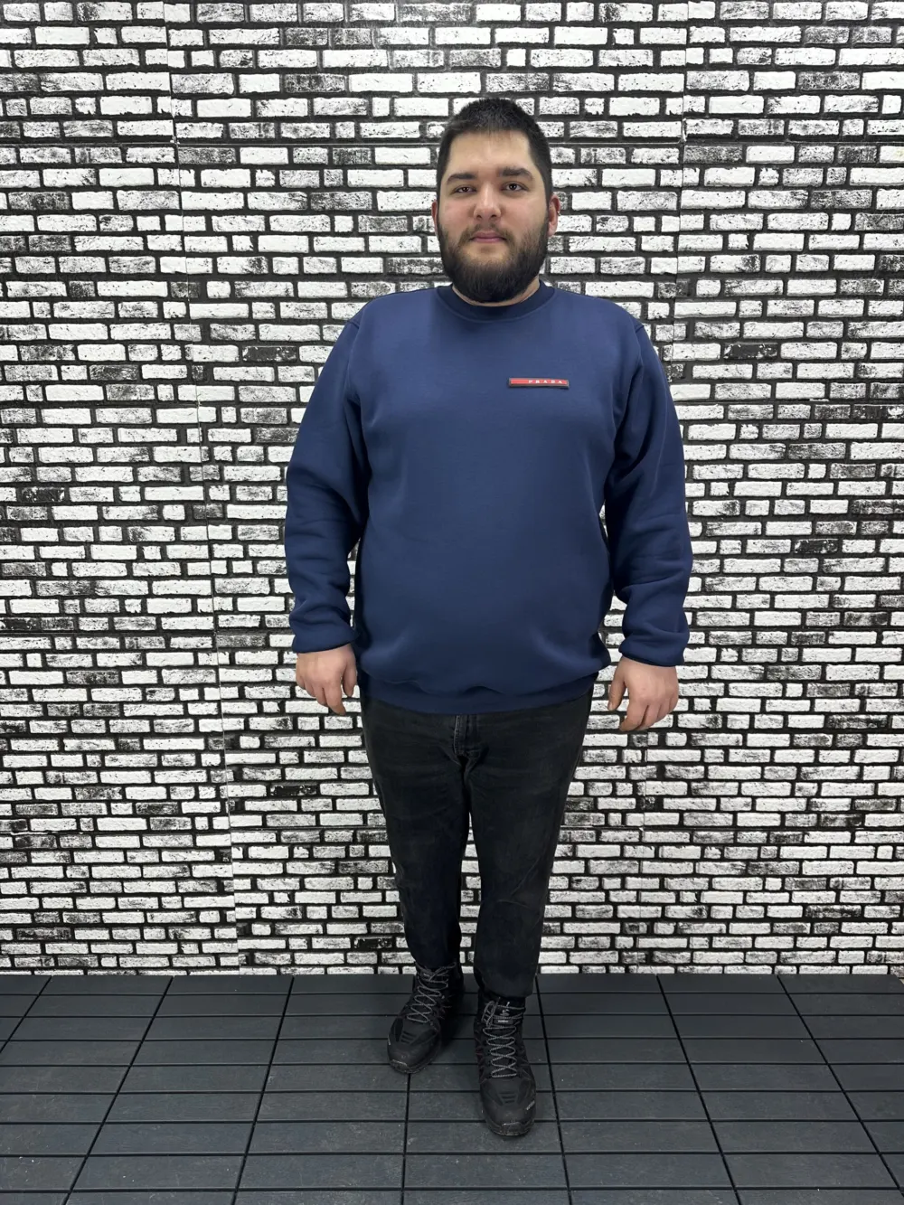 3 İplik Şardonlu Erkek Büyük Beden Yeni Sezon Sweat Dikiş Amblem 3 Renk