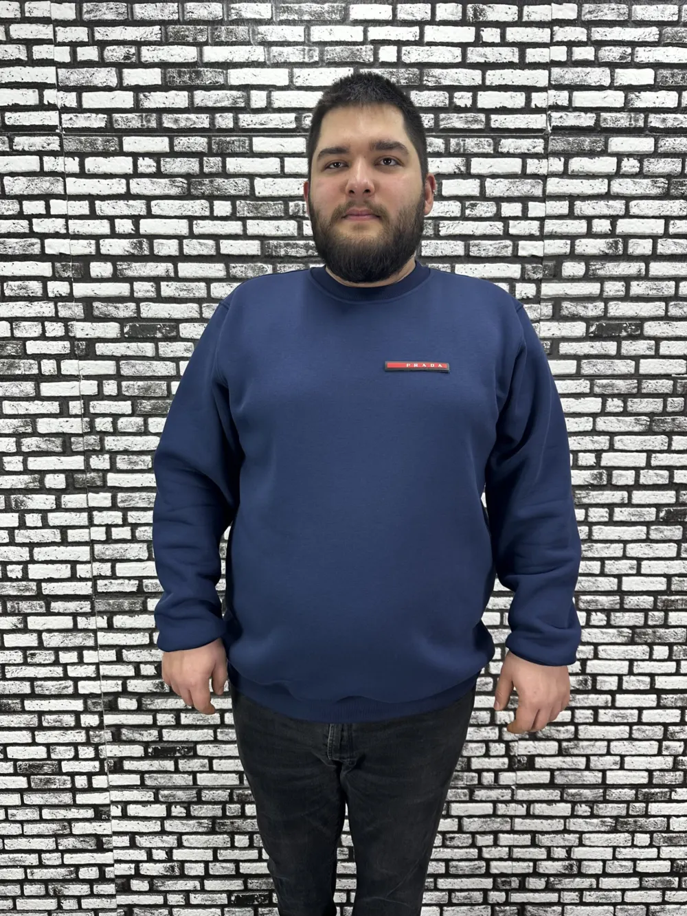 3 İplik Şardonlu Erkek Büyük Beden Yeni Sezon Sweat Dikiş Amblem 3 Renk