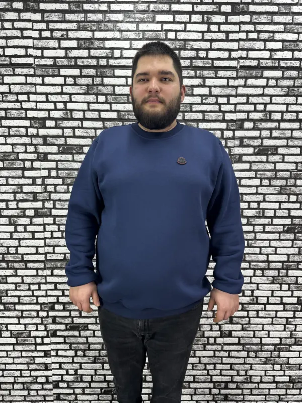 3 İplik Şardonlu Erkek Büyük Beden Yeni Sezon Sweat Dikiş Amblem 3 Renk