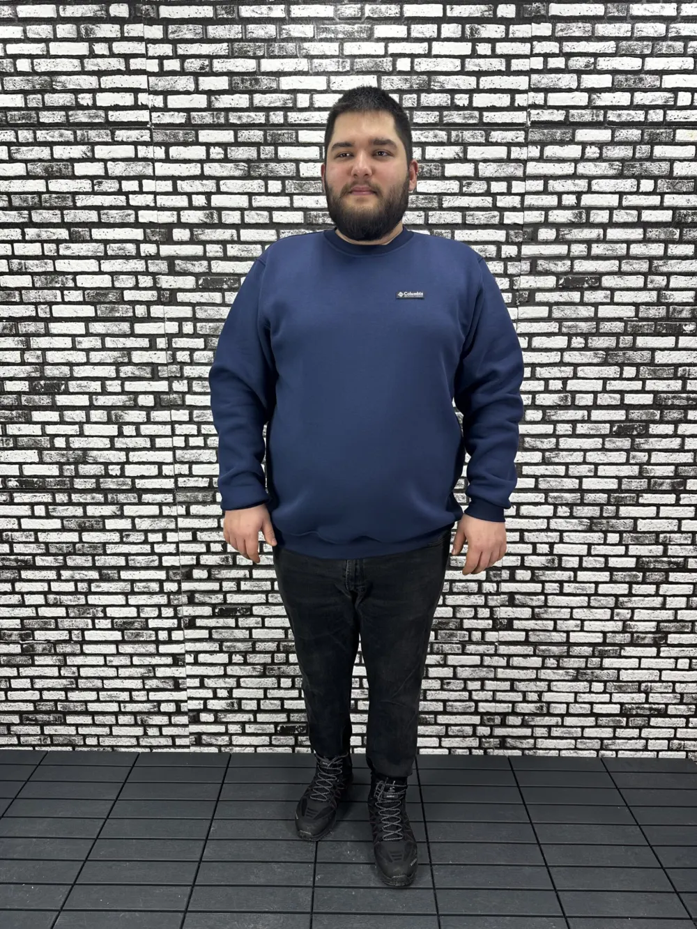 3 İplik Şardonlu Erkek Büyük Beden Yeni Sezon Sweat Dikiş Amblem 3 Renk