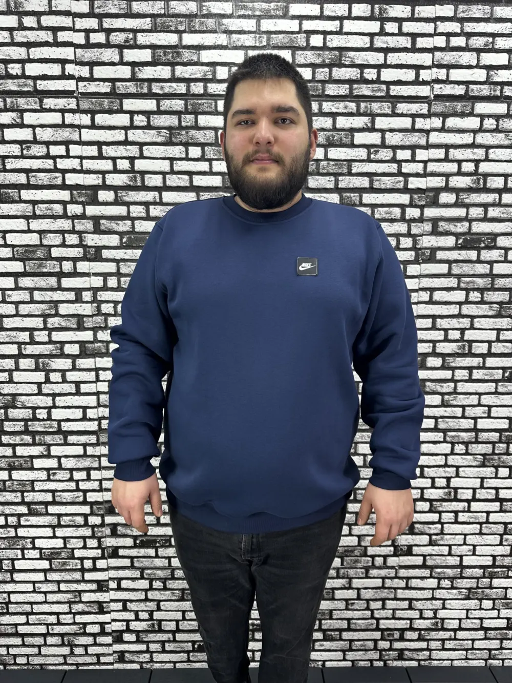 3 İplik Şardonlu Erkek Büyük Beden Yeni Sezon Sweat Dikiş Amblem 3 Renk
