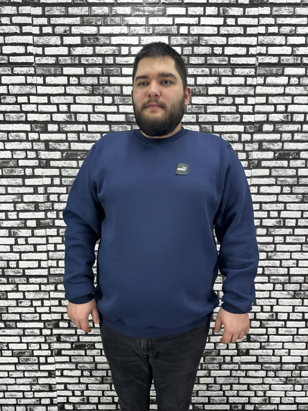 3 İplik Şardonlu Erkek Büyük Beden Yeni Sezon Sweat Dikiş Amblem 3 Renk