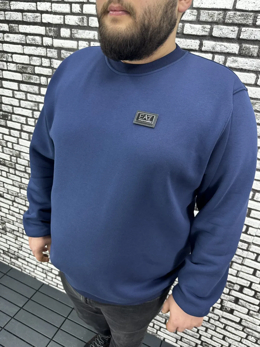 3 İplik Şardonlu Erkek Büyük Beden Yeni Sezon Sweat Dikiş Amblem 3 Renk