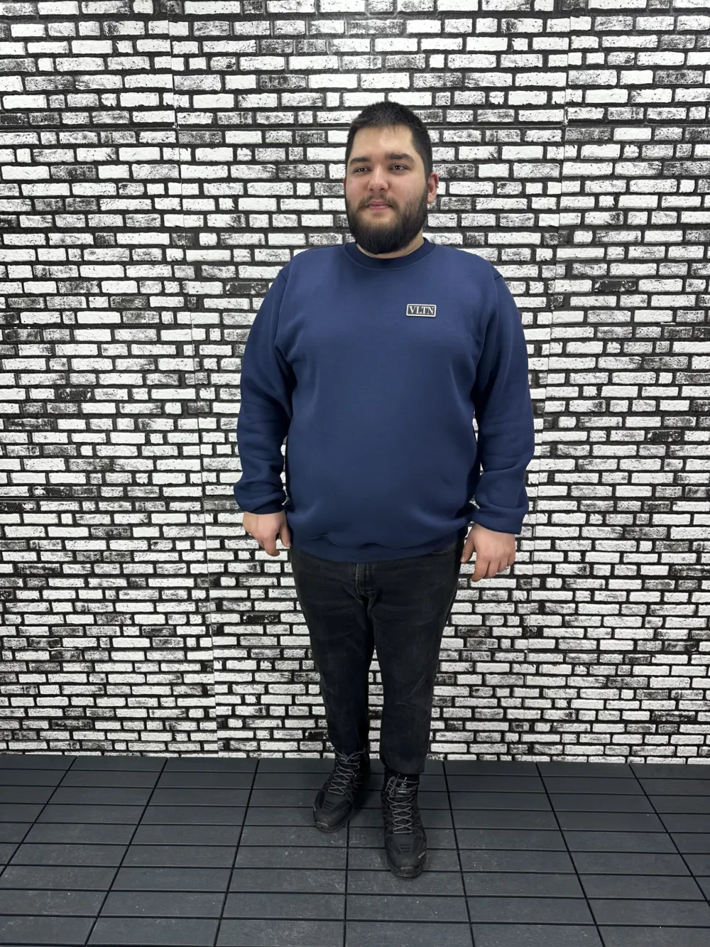 3 İplik Şardonlu Erkek Büyük Beden Yeni Sezon Sweat Dikiş Amblem 3 Renk