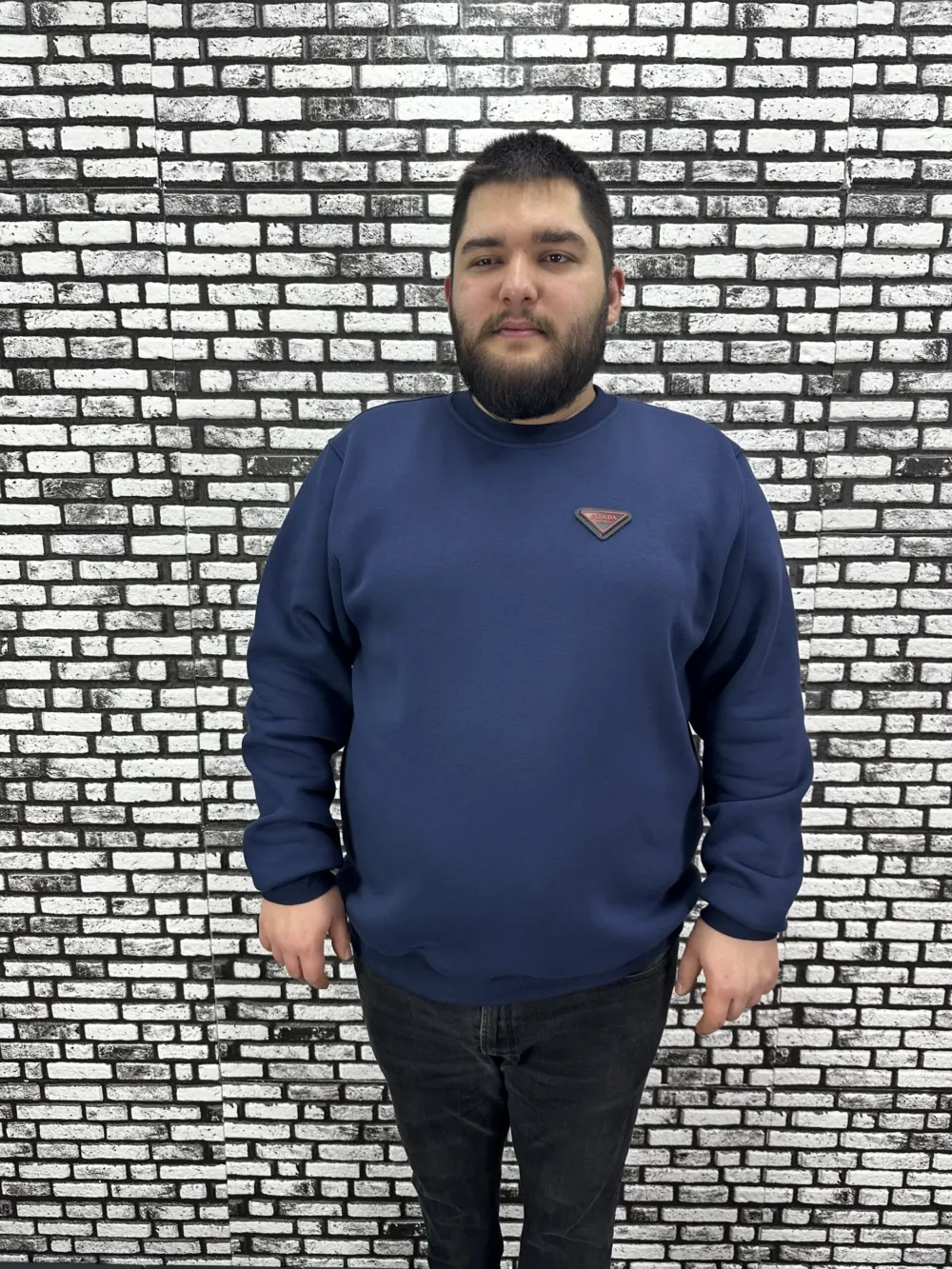 3 İplik Şardonlu Erkek Büyük Beden Yeni Sezon Sweat Dikiş Amblem 3 Renk