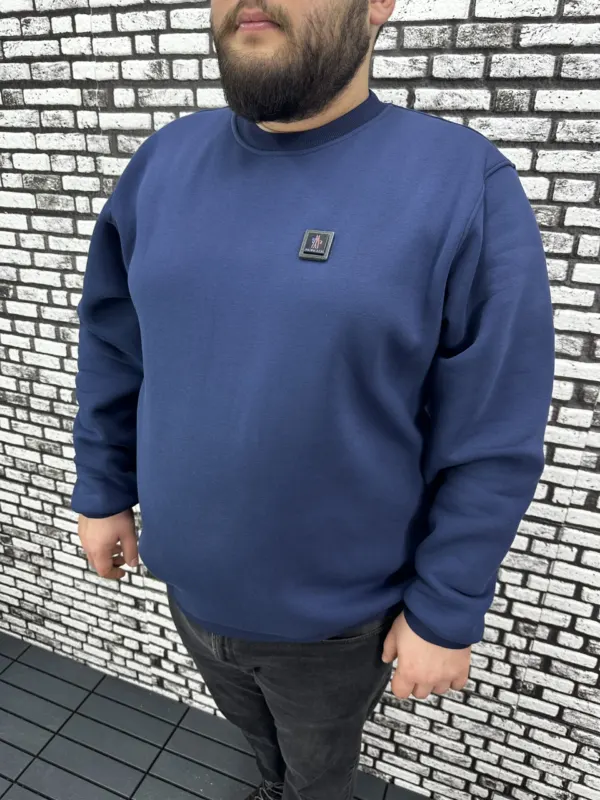 3 İplik Şardonlu Erkek Büyük Beden Yeni Sezon Sweat Dikiş Amblem 3 Renk