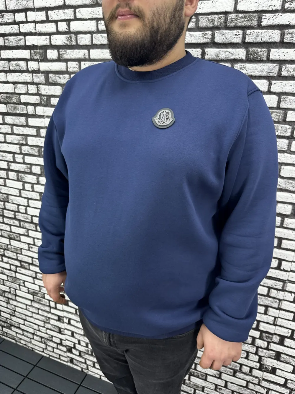 3 İplik Şardonlu Erkek Büyük Beden Yeni Sezon Sweat Dikiş Amblem 3 Renk