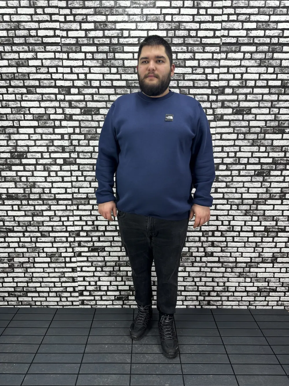 3 İplik Şardonlu Erkek Büyük Beden Yeni Sezon Sweat Dikiş Amblem 3 Renk