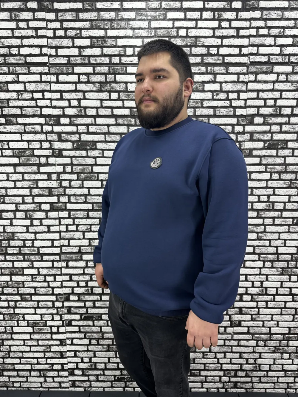 3 İplik Şardonlu Erkek Büyük Beden Yeni Sezon Sweat Dikiş Amblem 3 Renk