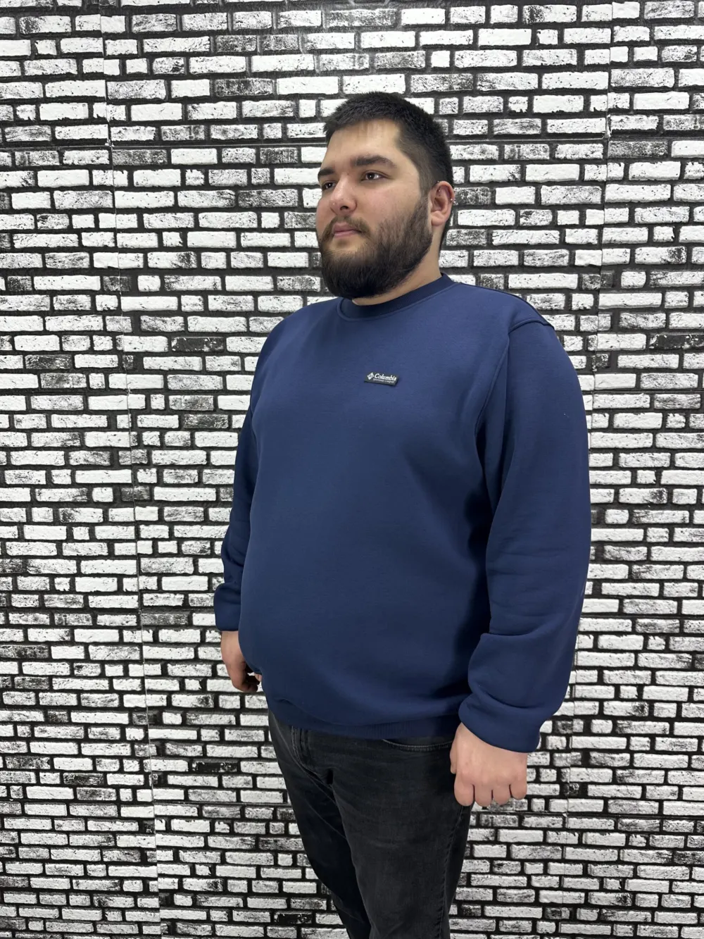 3 İplik Şardonlu Erkek Büyük Beden Yeni Sezon Sweat Dikiş Amblem 3 Renk