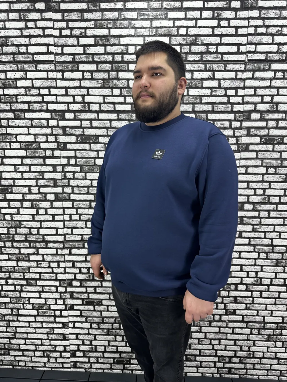 3 İplik Şardonlu Erkek Büyük Beden Yeni Sezon Sweat Dikiş Amblem 3 Renk