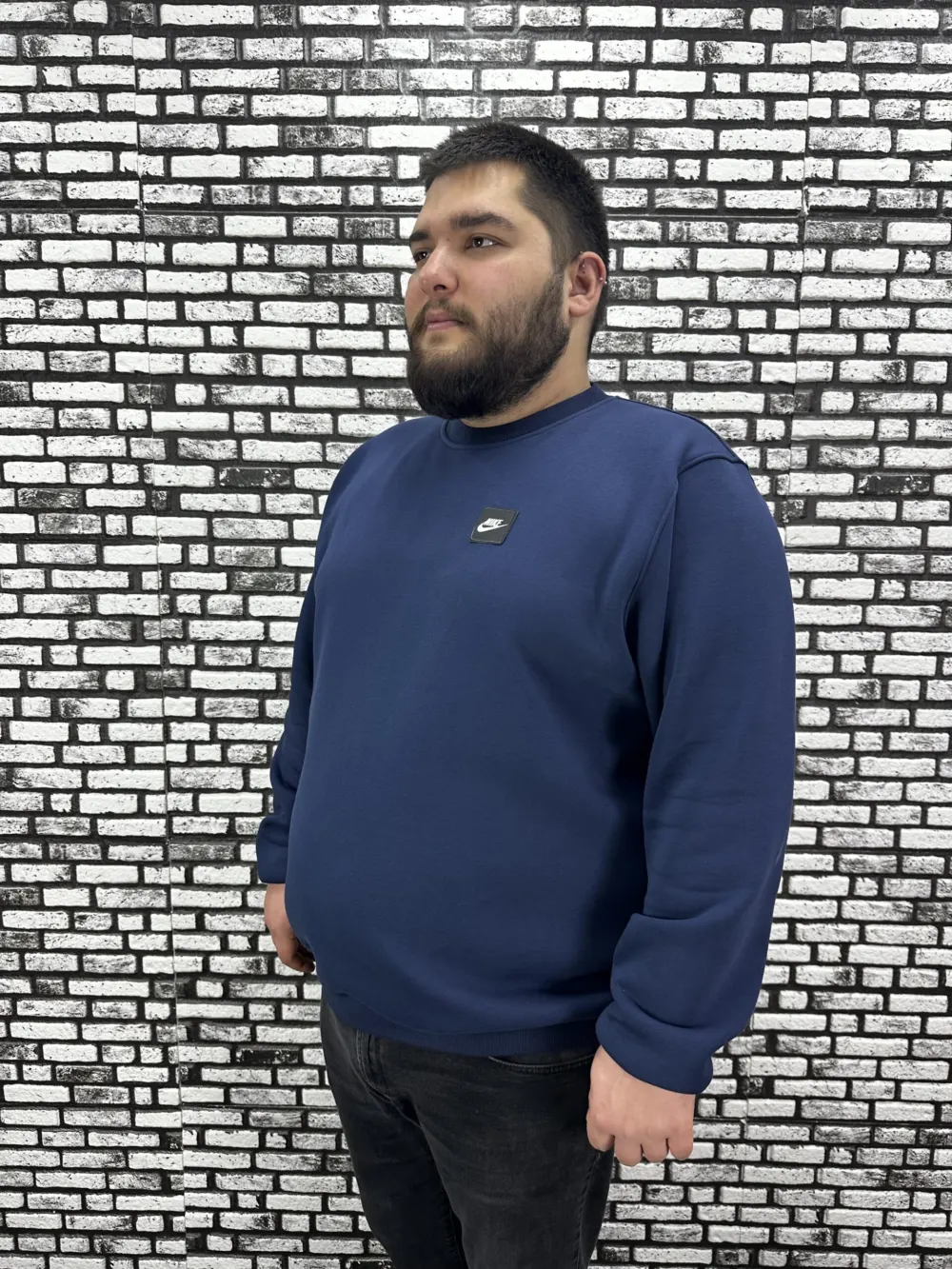 3 İplik Şardonlu Erkek Büyük Beden Yeni Sezon Sweat Dikiş Amblem 3 Renk