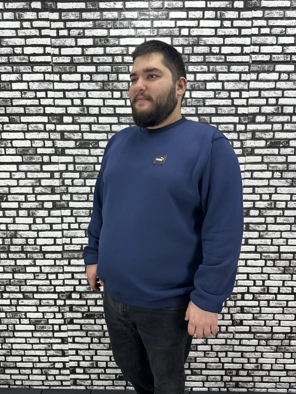 3 İplik Şardonlu Erkek Büyük Beden Yeni Sezon Sweat Dikiş Amblem 3 Renk
