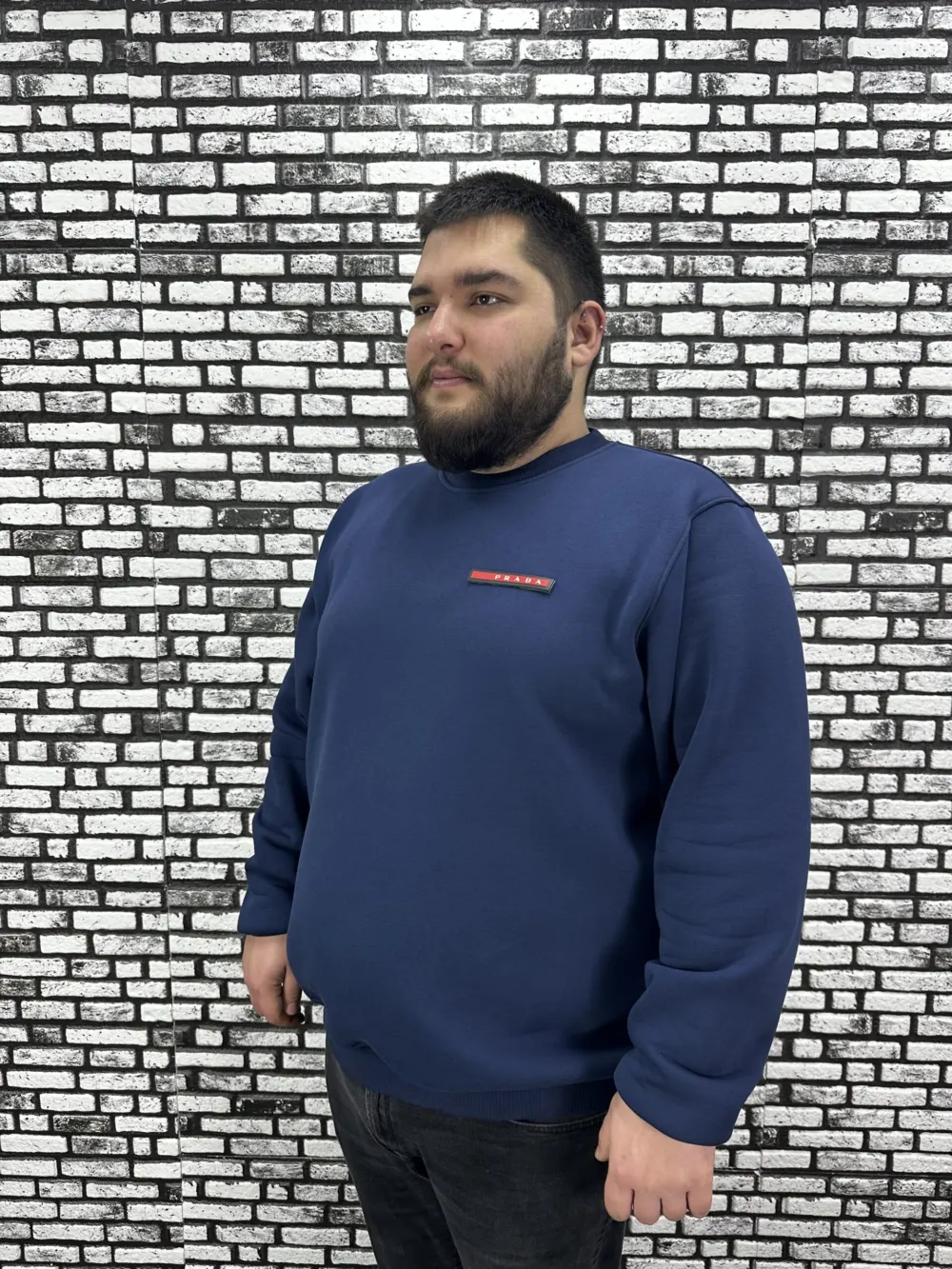 3 İplik Şardonlu Erkek Büyük Beden Yeni Sezon Sweat Dikiş Amblem 3 Renk