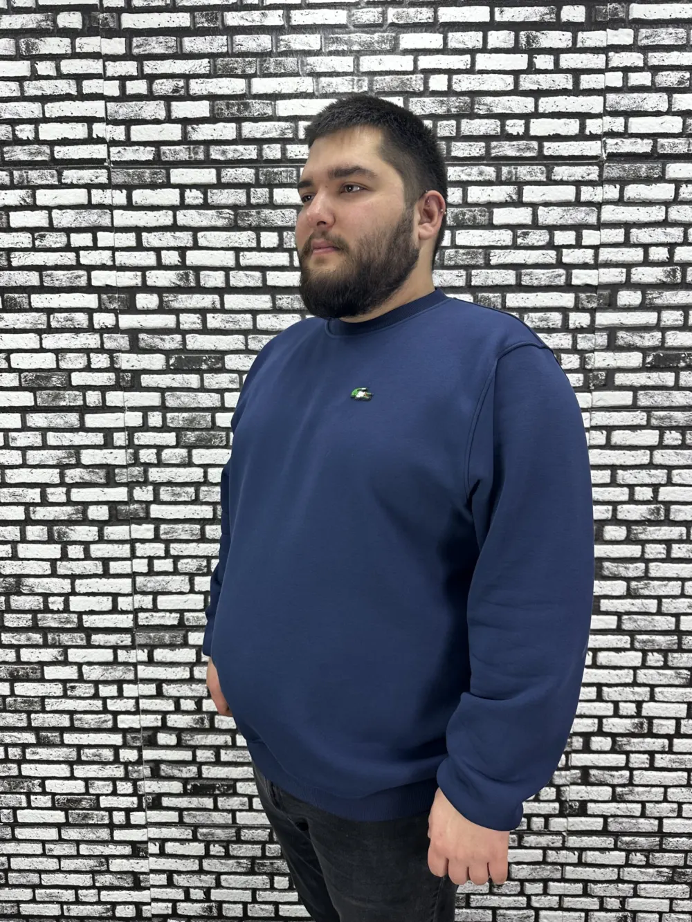 3 İplik Şardonlu Erkek Büyük Beden Yeni Sezon Sweat Dikiş Amblem 3 Renk