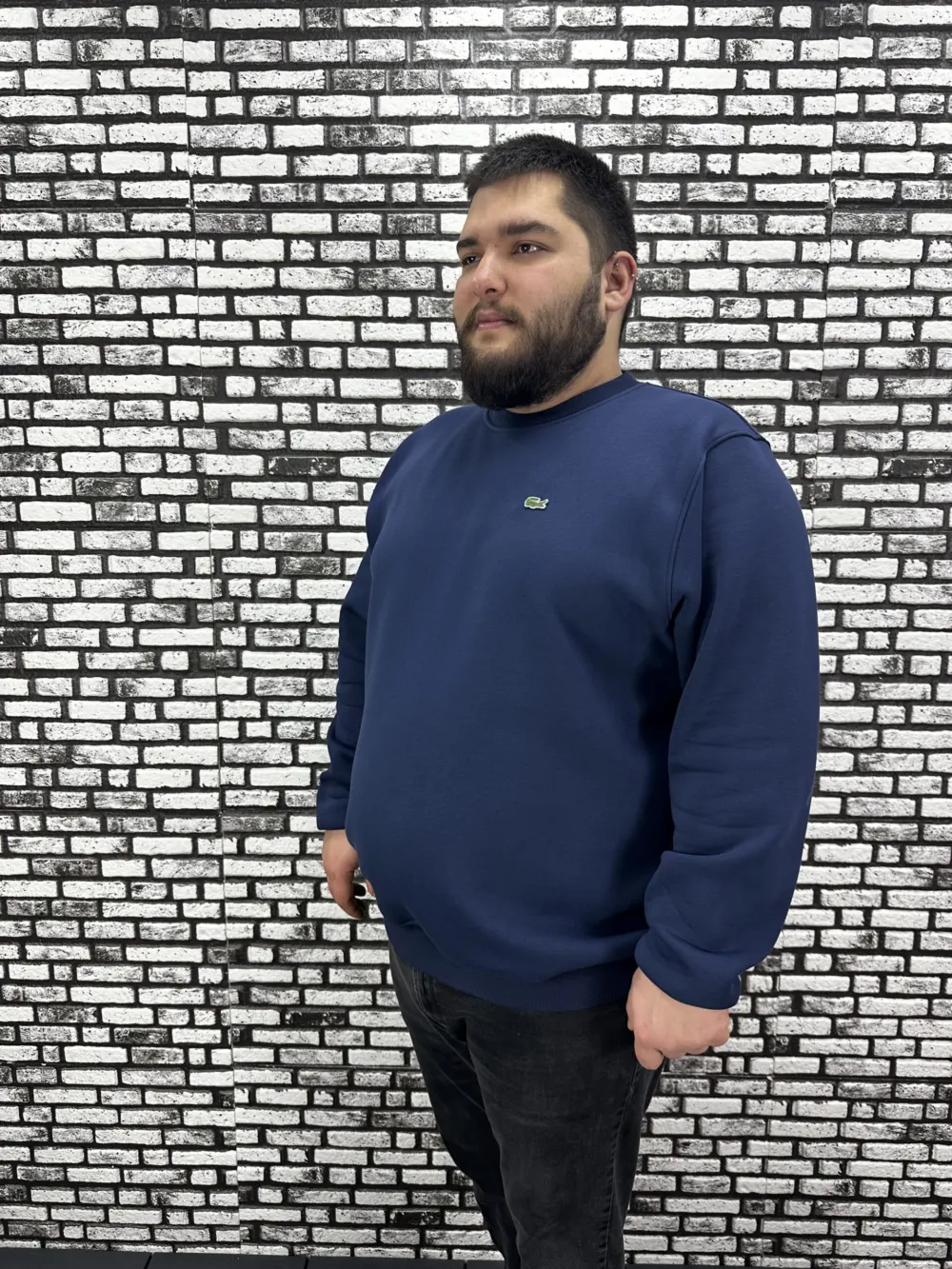 3 İplik Şardonlu Erkek Büyük Beden Yeni Sezon Sweat Dikiş Amblem 3 Renk