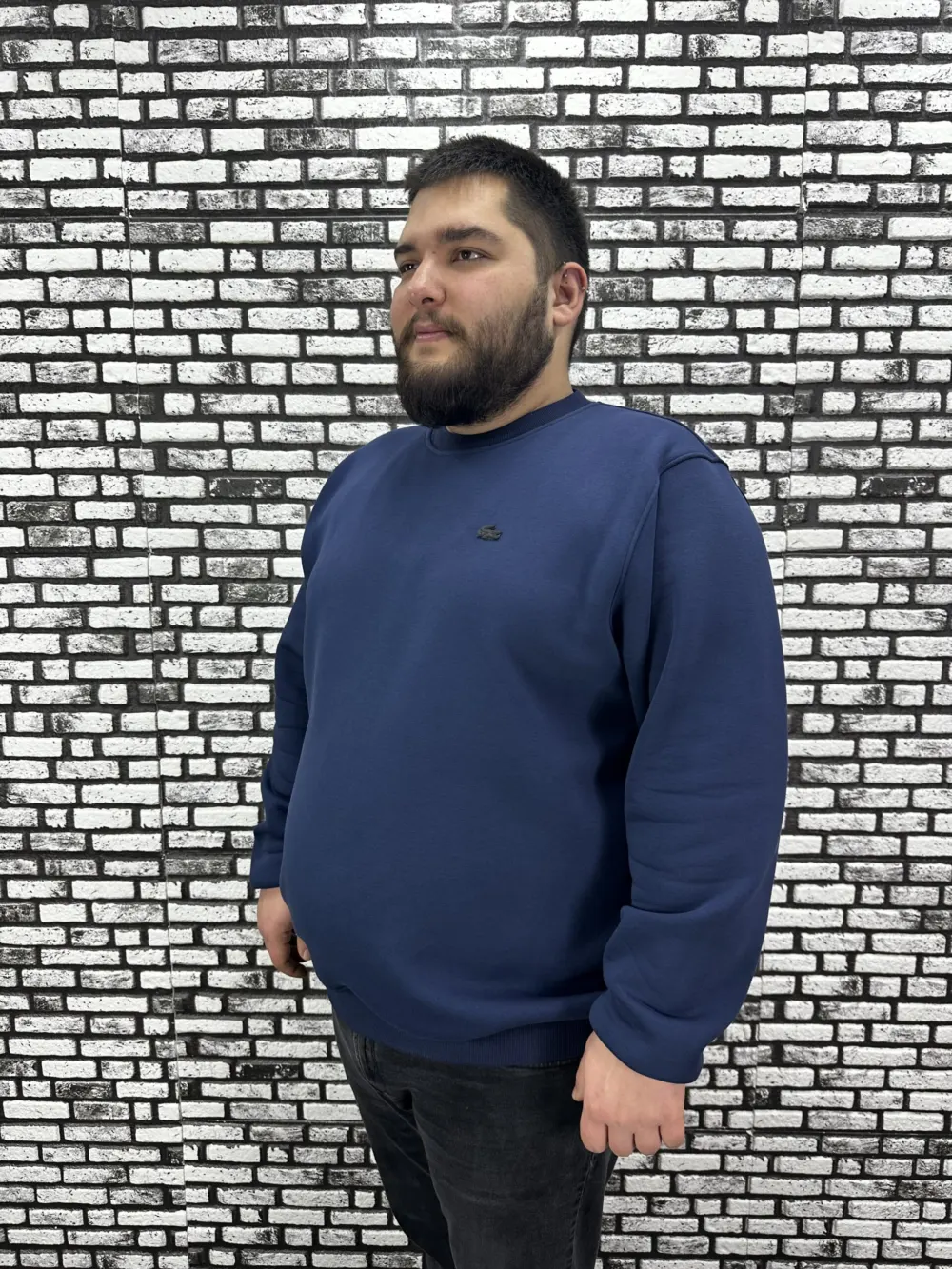 3 İplik Şardonlu Erkek Büyük Beden Yeni Sezon Sweat Dikiş Amblem 3 Renk