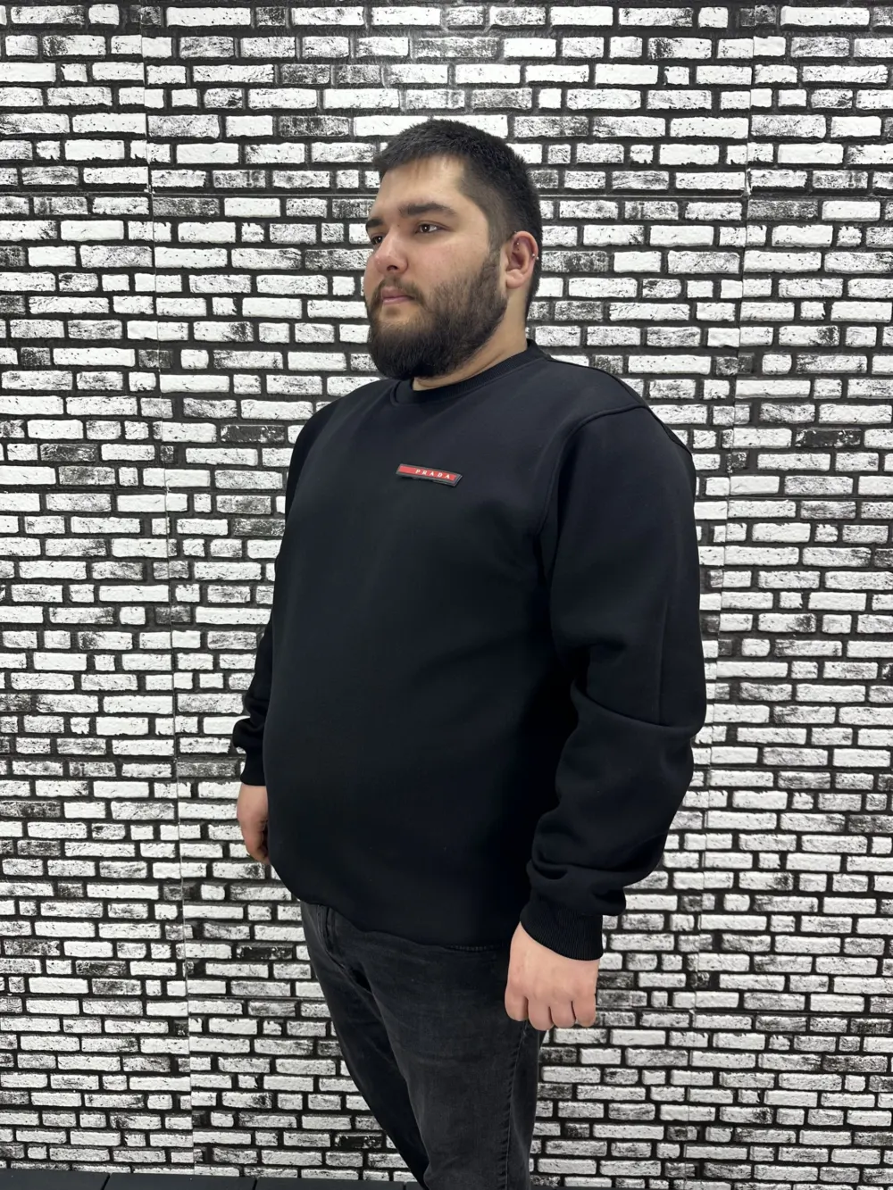 3 İplik Şardonlu Erkek Büyük Beden Yeni Sezon Sweat Dikiş Amblem 3 Renk
