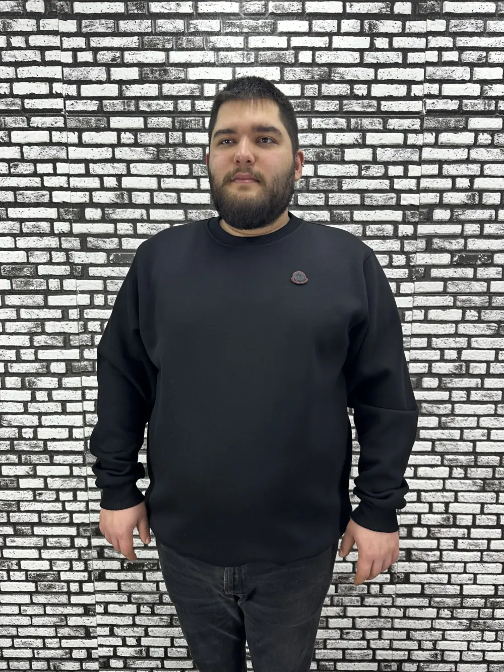 3 İplik Şardonlu Erkek Büyük Beden Yeni Sezon Sweat Dikiş Amblem 3 Renk