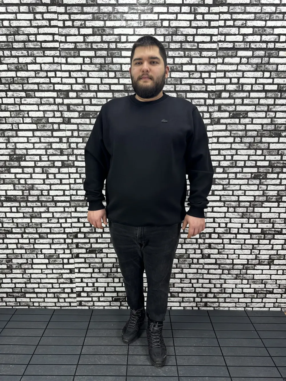 3 İplik Şardonlu Erkek Büyük Beden Yeni Sezon Sweat Dikiş Amblem 3 Renk
