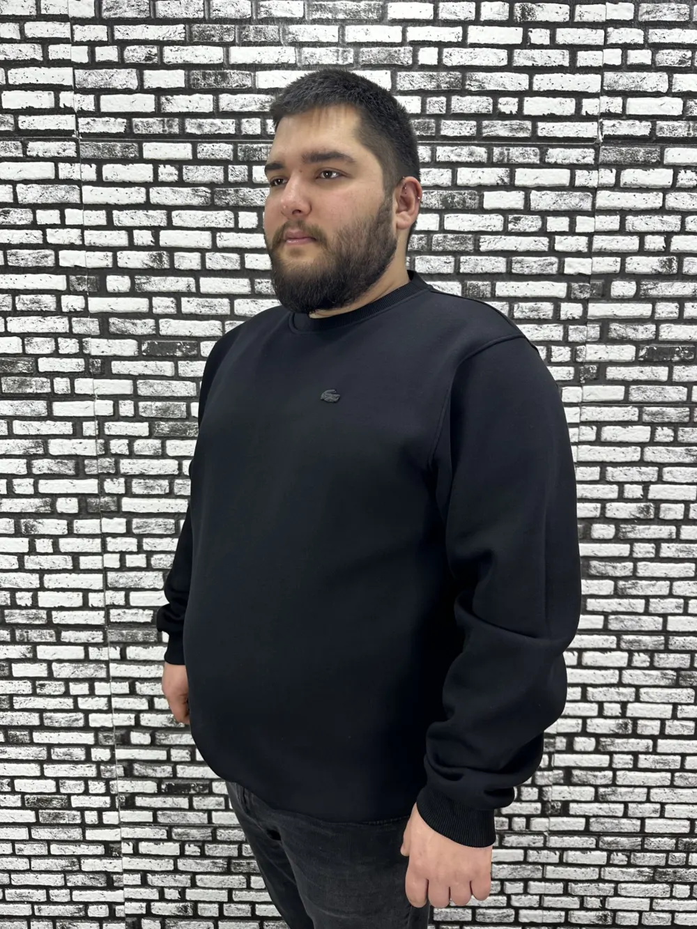 3 İplik Şardonlu Erkek Büyük Beden Yeni Sezon Sweat Dikiş Amblem 3 Renk