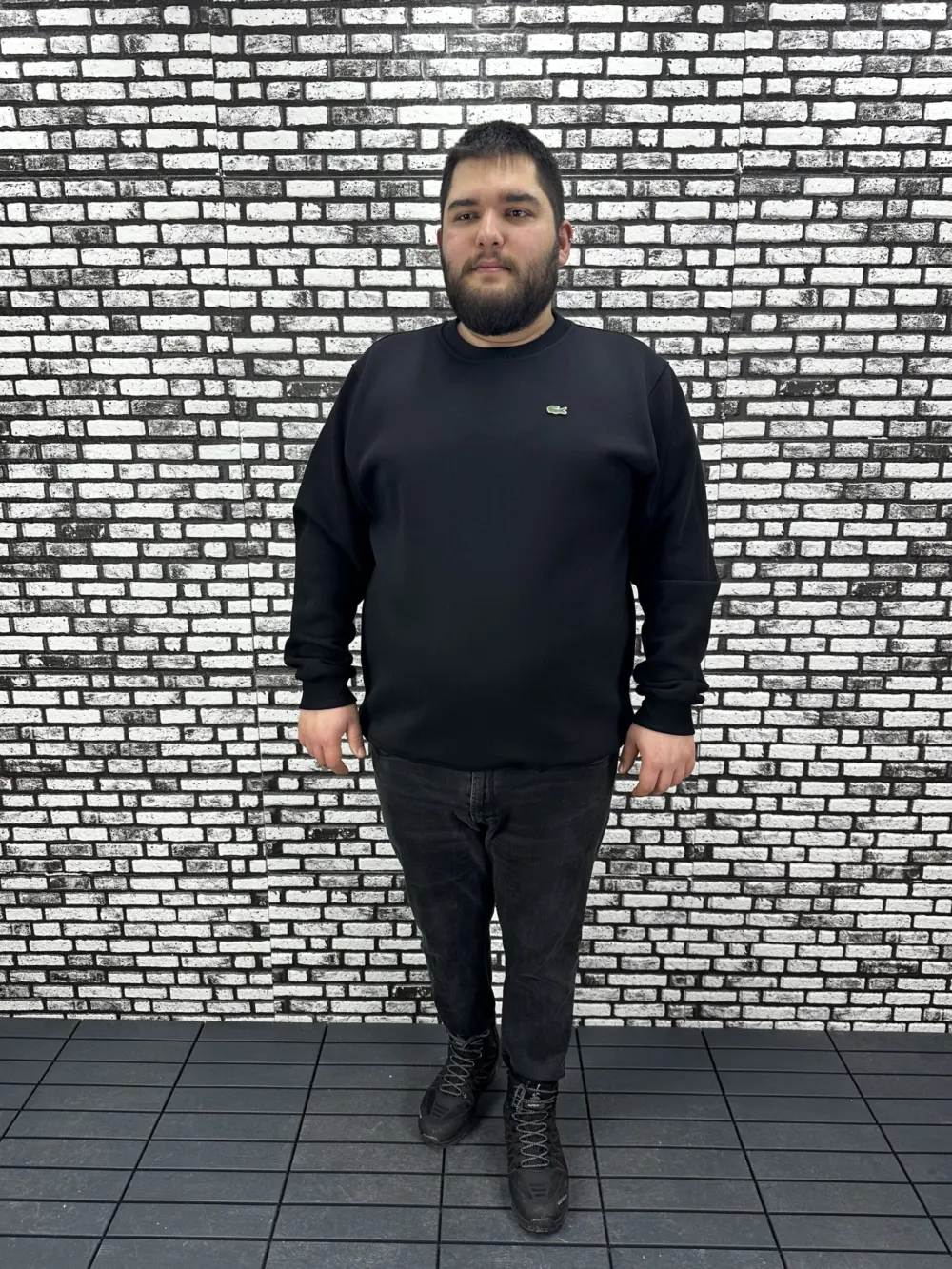 3 İplik Şardonlu Erkek Büyük Beden Yeni Sezon Sweat Dikiş Amblem 3 Renk