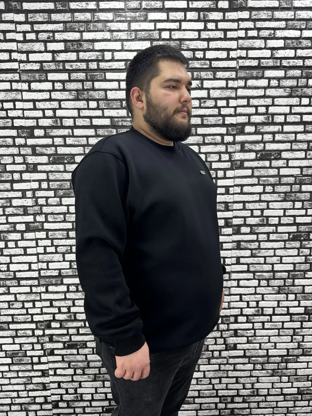 3 İplik Şardonlu Erkek Büyük Beden Yeni Sezon Sweat Dikiş Amblem 3 Renk