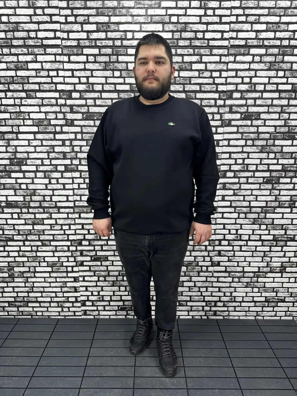 3 İplik Şardonlu Erkek Büyük Beden Yeni Sezon Sweat Dikiş Amblem 3 Renk