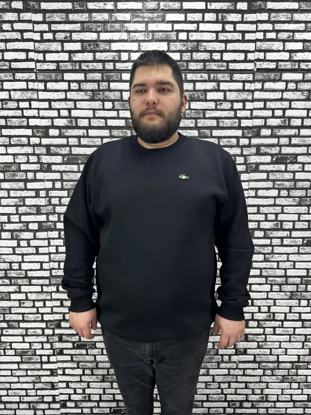 3 İplik Şardonlu Erkek Büyük Beden Yeni Sezon Sweat Dikiş Amblem 3 Renk
