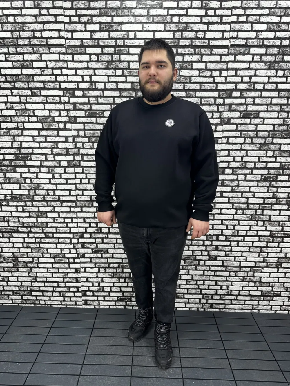 3 İplik Şardonlu Erkek Büyük Beden Yeni Sezon Sweat Dikiş Amblem 3 Renk