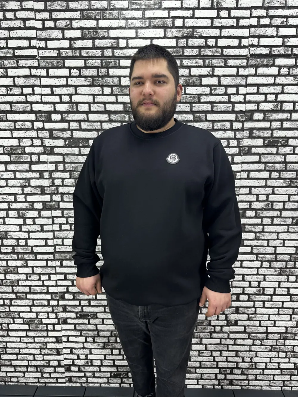 3 İplik Şardonlu Erkek Büyük Beden Yeni Sezon Sweat Dikiş Amblem 3 Renk