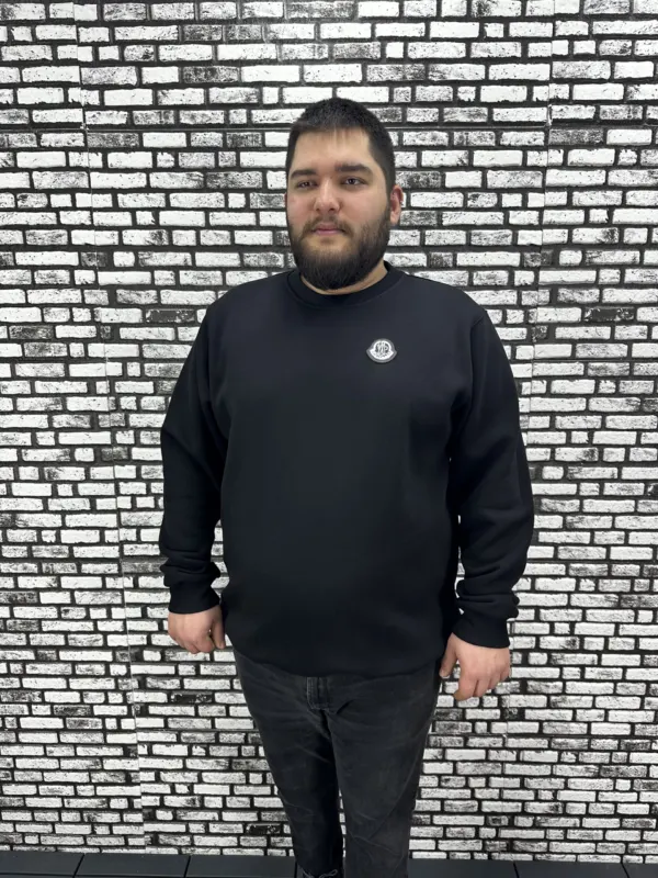3 İplik Şardonlu Erkek Büyük Beden Yeni Sezon Sweat Dikiş Amblem 3 Renk