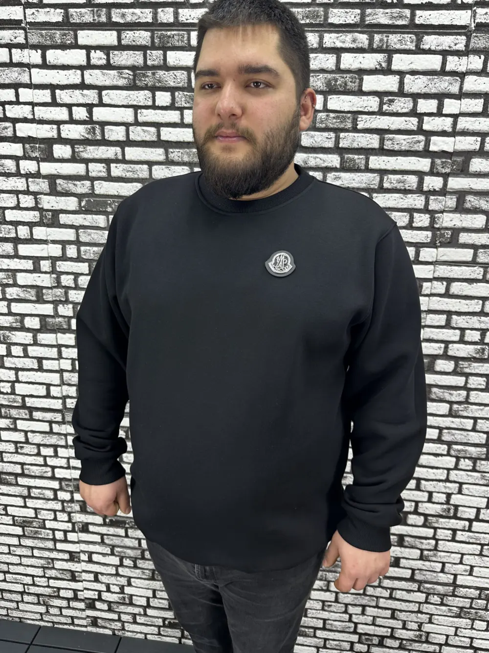 3 İplik Şardonlu Erkek Büyük Beden Yeni Sezon Sweat Dikiş Amblem 3 Renk