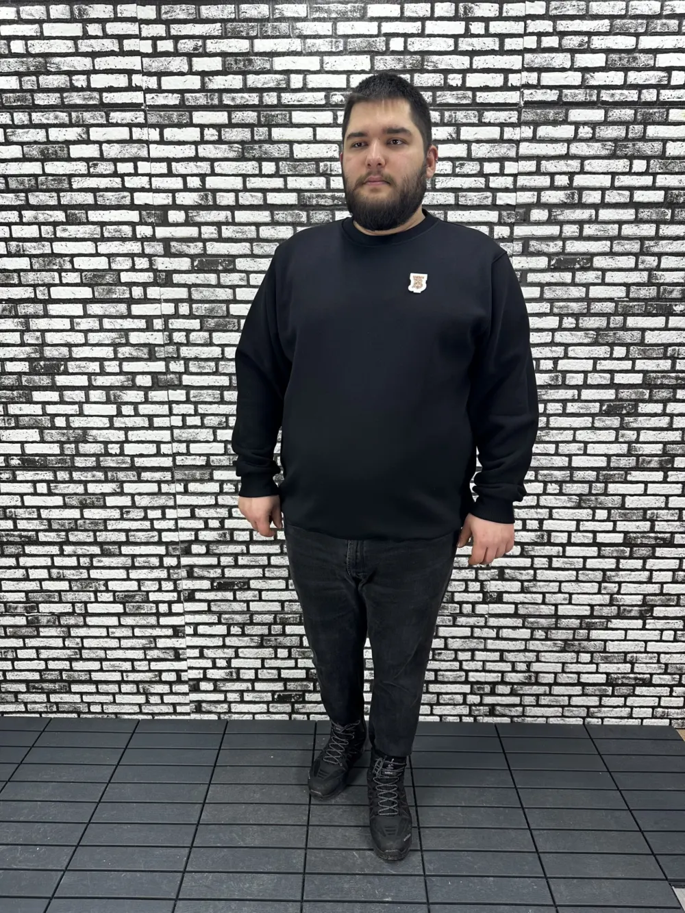 3 İplik Şardonlu Erkek Büyük Beden Yeni Sezon Sweat Dikiş Amblem 3 Renk