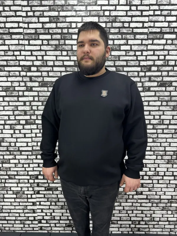 3 İplik Şardonlu Erkek Büyük Beden Yeni Sezon Sweat Dikiş Amblem 3 Renk