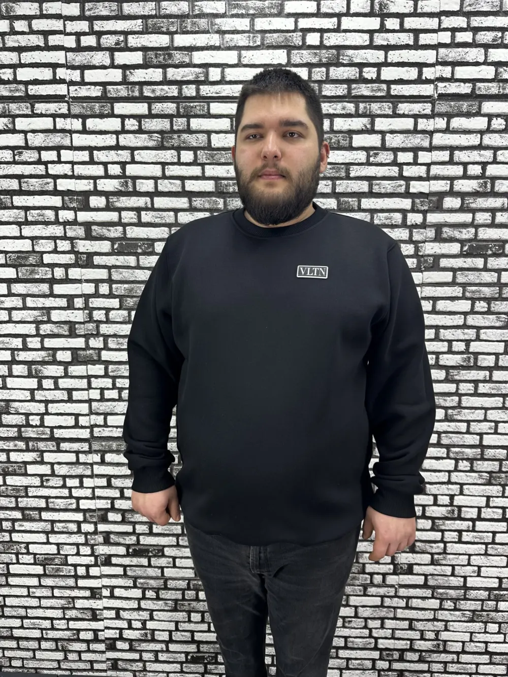 3 İplik Şardonlu Erkek Büyük Beden Yeni Sezon Sweat Dikiş Amblem 3 Renk