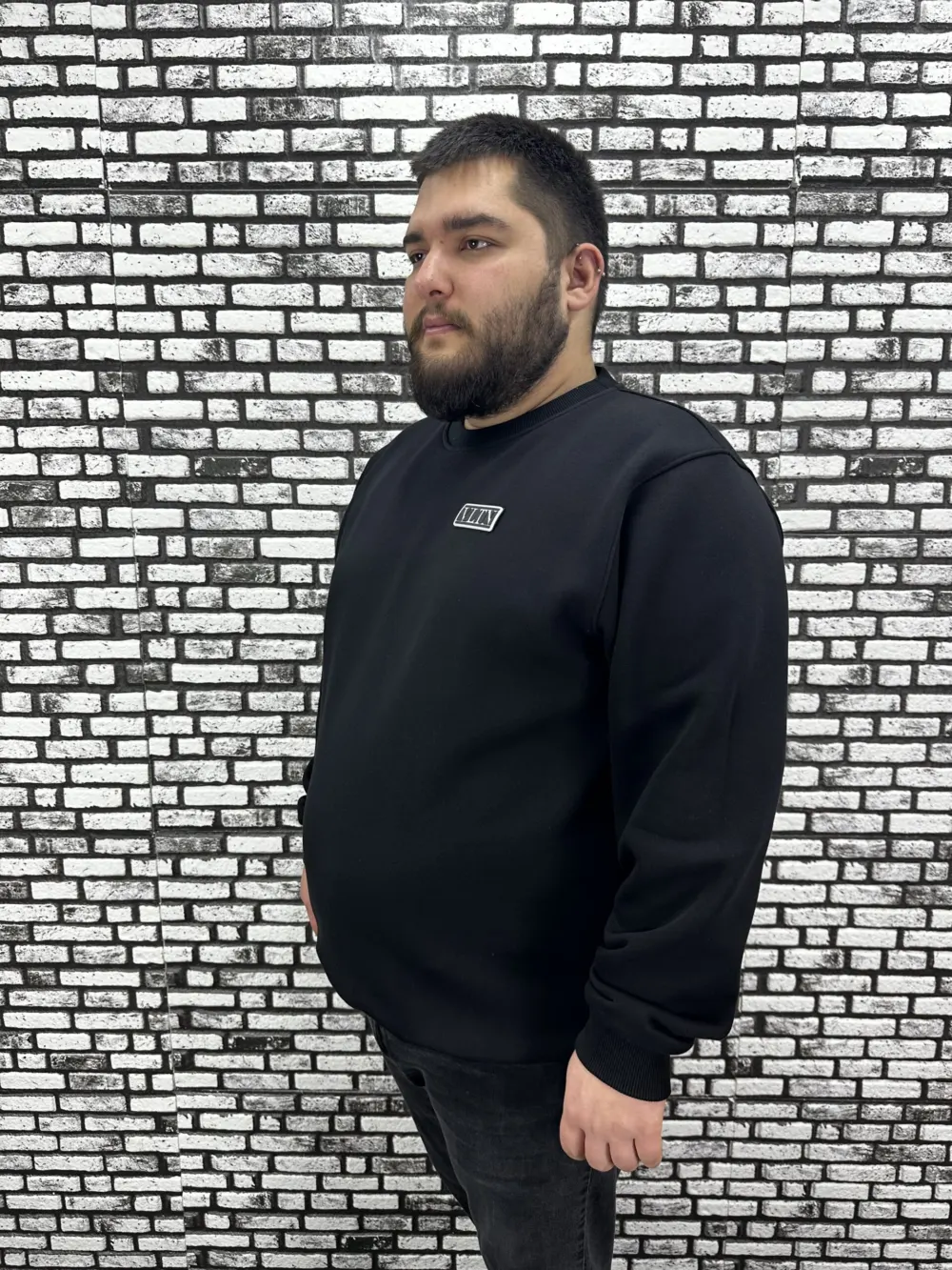 3 İplik Şardonlu Erkek Büyük Beden Yeni Sezon Sweat Dikiş Amblem 3 Renk