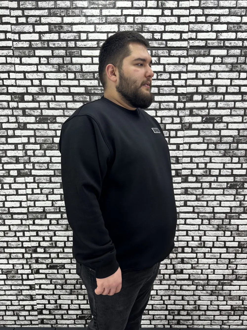 3 İplik Şardonlu Erkek Büyük Beden Yeni Sezon Sweat Dikiş Amblem 3 Renk