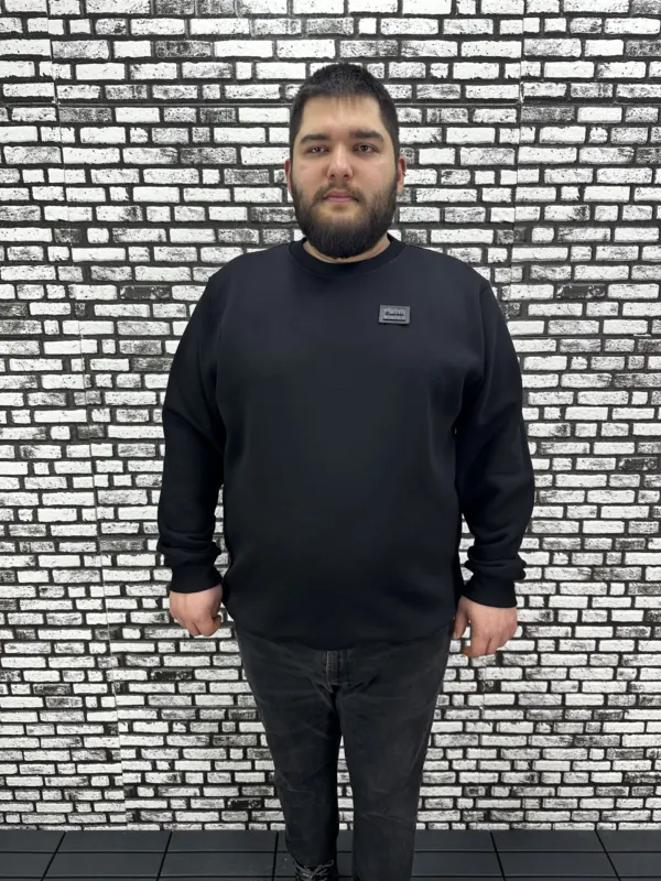 3 İplik Şardonlu Erkek Büyük Beden Yeni Sezon Sweat Dikiş Amblem 3 Renk