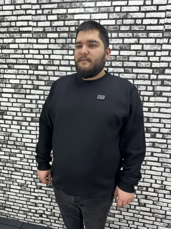 3 İplik Şardonlu Erkek Büyük Beden Yeni Sezon Sweat Dikiş Amblem 3 Renk