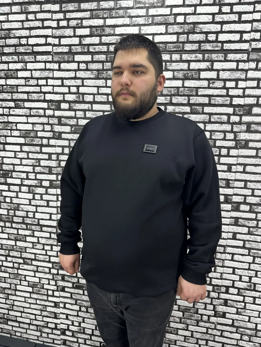 3 İplik Şardonlu Erkek Büyük Beden Yeni Sezon Sweat Dikiş Amblem 3 Renk