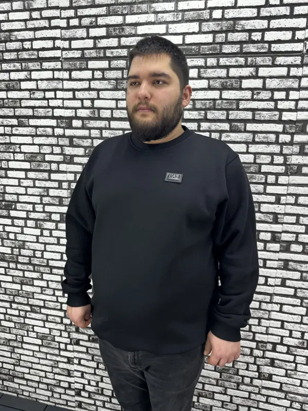 3 İplik Şardonlu Erkek Büyük Beden Yeni Sezon Sweat Dikiş Amblem 3 Renk