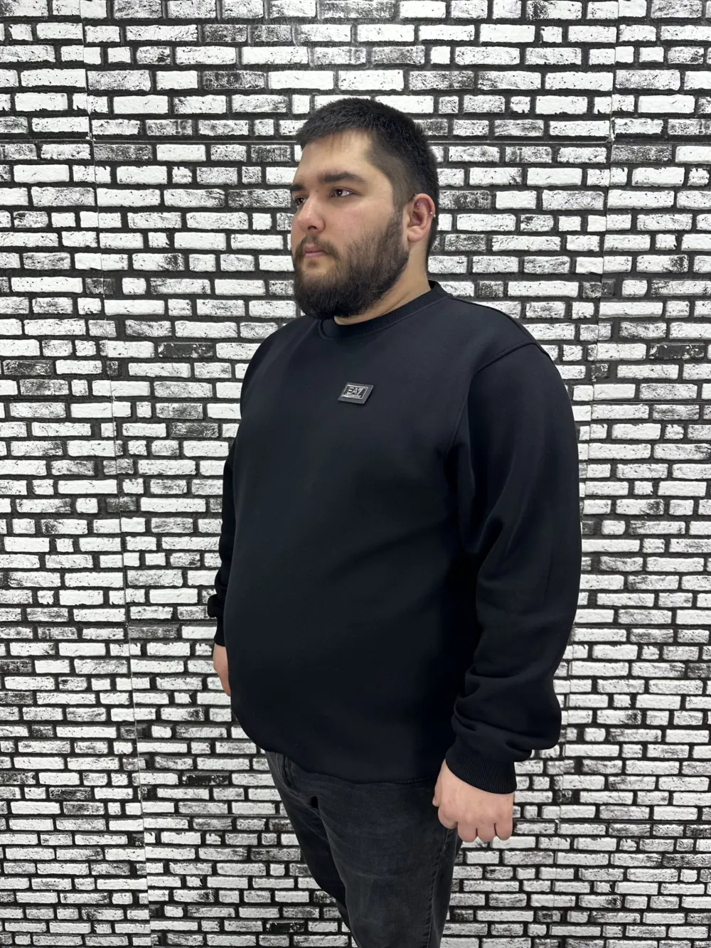 3 İplik Şardonlu Erkek Büyük Beden Yeni Sezon Sweat Dikiş Amblem 3 Renk