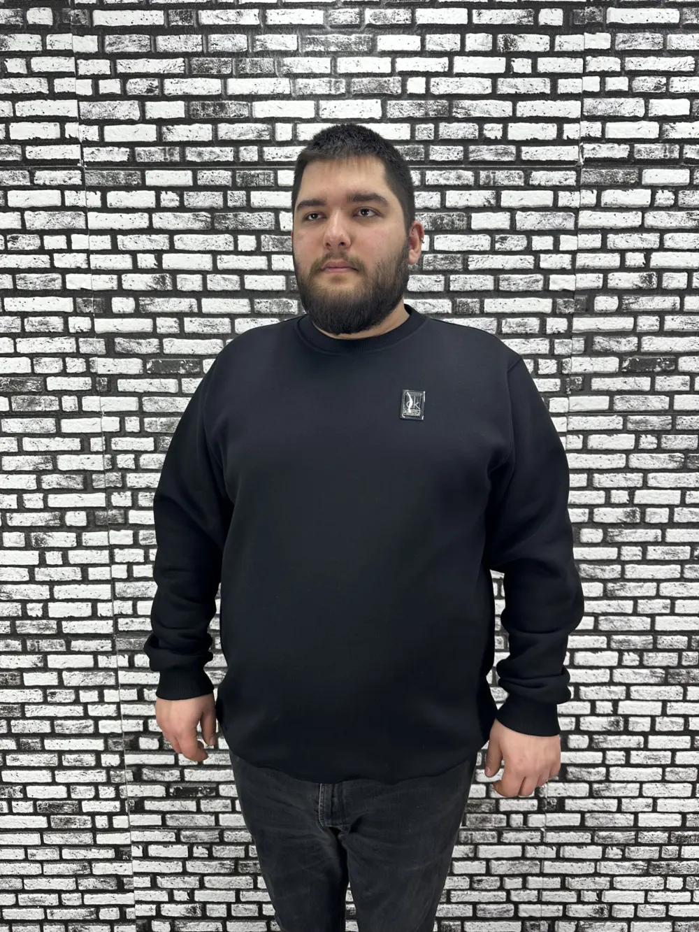 3 İplik Şardonlu Erkek Büyük Beden Yeni Sezon Sweat Dikiş Amblem 3 Renk