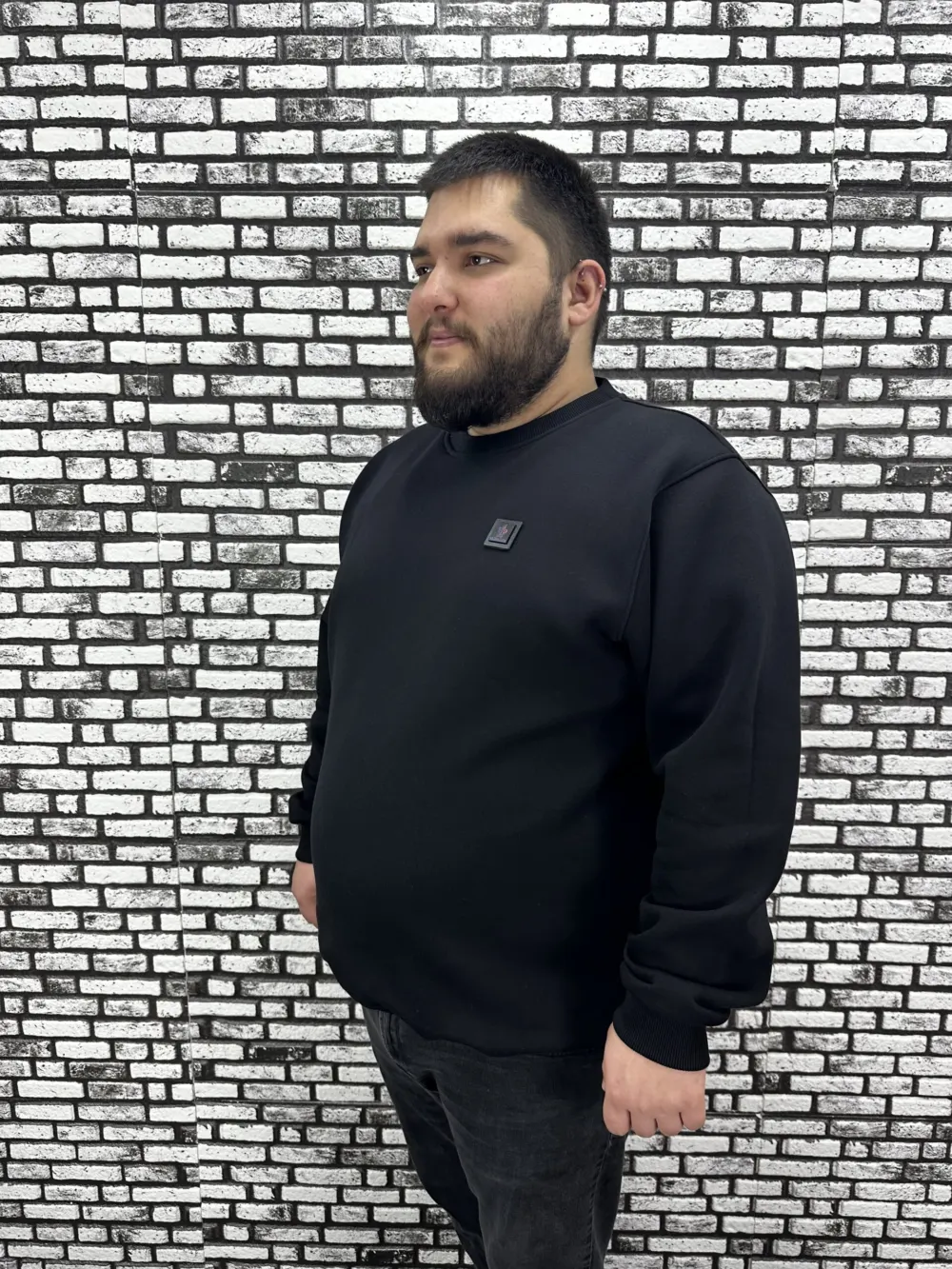 3 İplik Şardonlu Erkek Büyük Beden Yeni Sezon Sweat Dikiş Amblem 3 Renk
