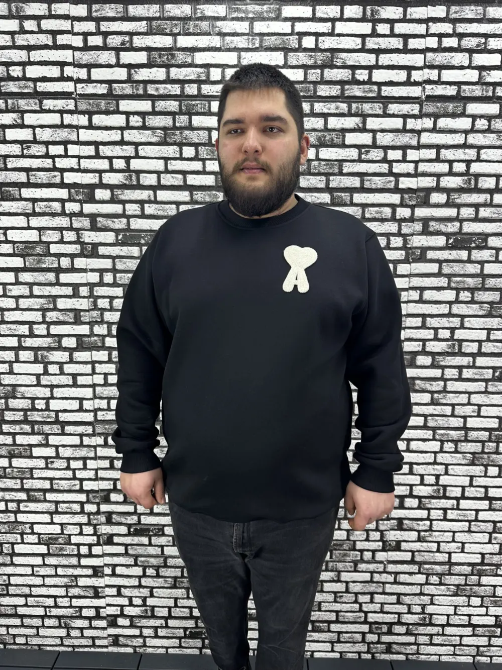 3 İplik Şardonlu Erkek Büyük Beden Yeni Sezon Sweat Dikiş Amblem 3 Renk