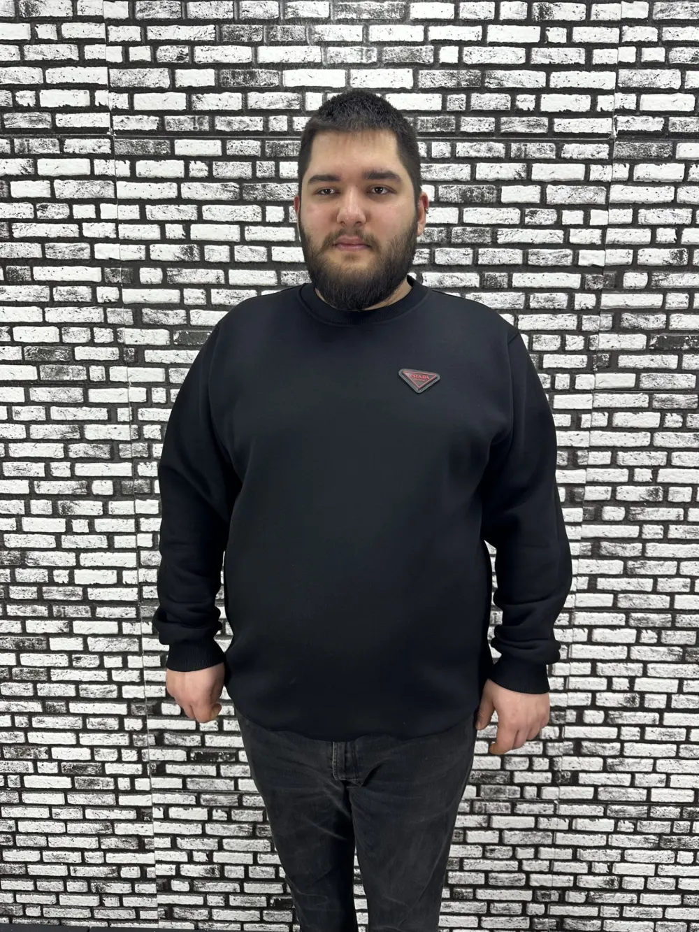 3 İplik Şardonlu Erkek Büyük Beden Yeni Sezon Sweat Dikiş Amblem 3 Renk